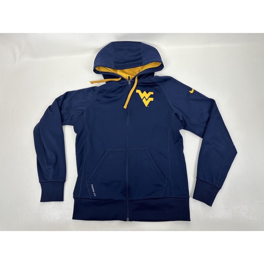 Nike WVU Full Zip Blue Therma-Fit Hoodie West Virginia University Size Small